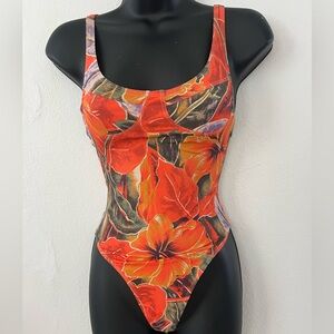 Indah Womans love Breaker Bodysuit Floral One-Piece Swimsuit in Red